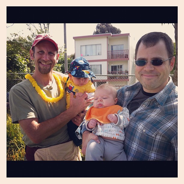 Old friends w/ their new sons